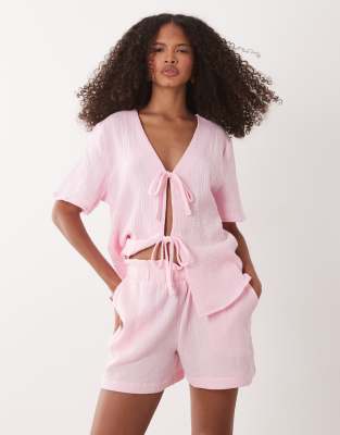 Short d'ensemble en gaze - Rose clair 3XL