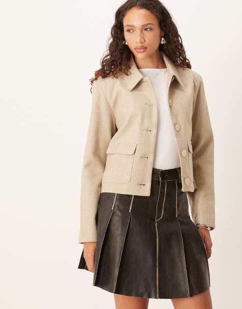 JDY short dressy jacket in beige - view 1