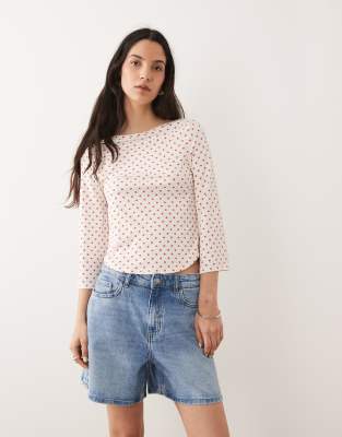 Short en jean à taille haute - Bleu clair L