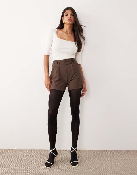 JDY - Short met knoopdetail in chocoladebruin - view 1