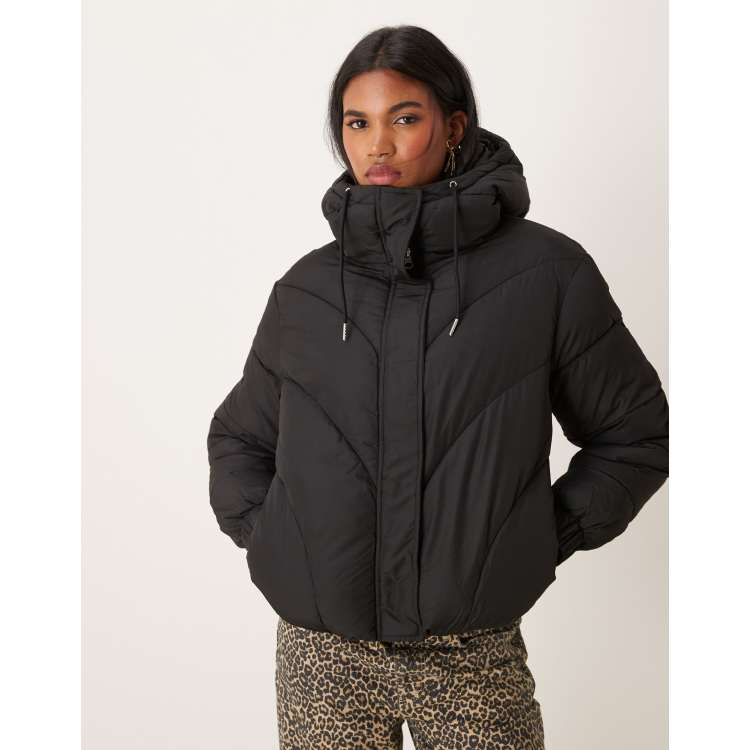 JDY short padded jacket with hood in black | ASOS