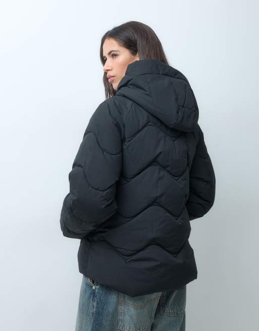 JDY short puffer jacket with hood in black, 3 of 5