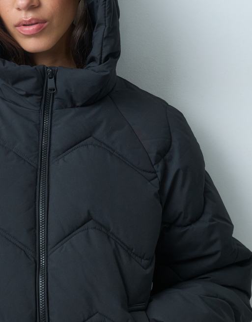 JDY short puffer jacket with hood in black, 4 of 5