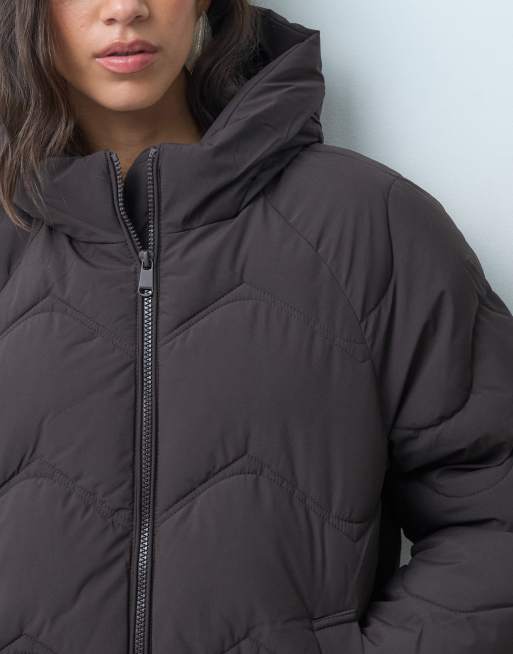 JDY short puffer jacket with hood in brown, 3 of 5