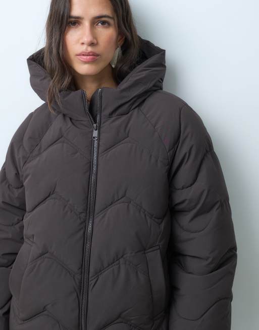 JDY short puffer jacket with hood in brown, 5 of 5