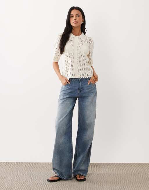 JDY short sleeve crochet cardigan in cream, 2 of 4