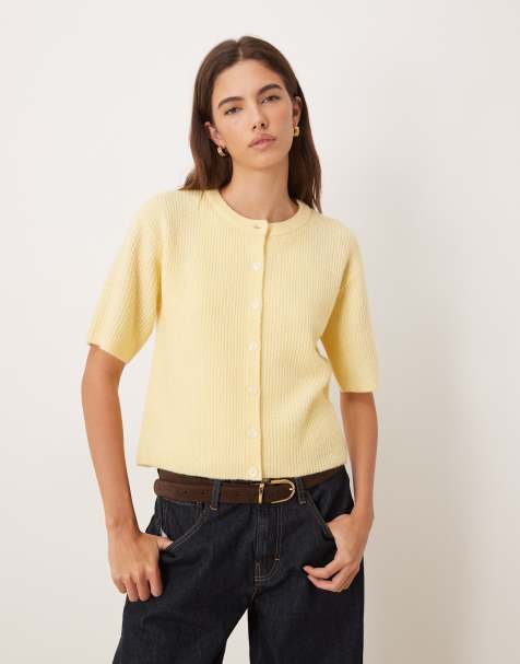 JDY short sleeve knit cardigan with wool in buttermilk - view 1