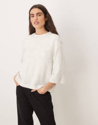 Jdy Short Sleeve Sweater In White