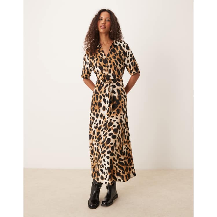 leopard print maxi shirt dress Leo Wildesse Calypso Maxi Dress