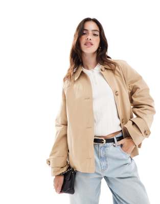 Jdy Short Trench Coat In Beige-neutral