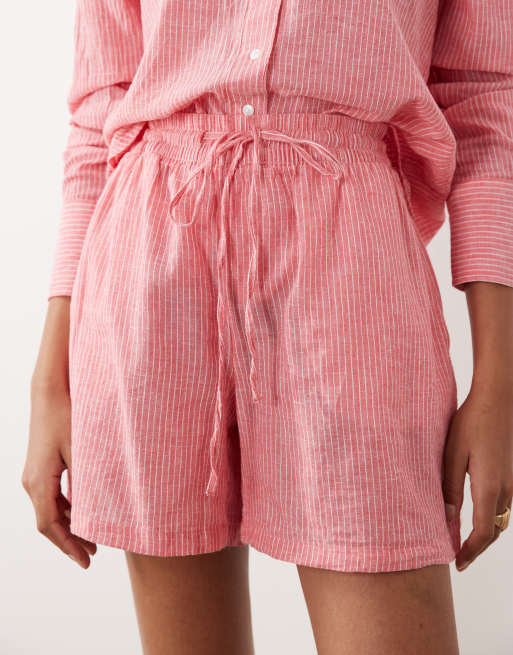 JDY – Shorts aus Leinenmix mit roten Streifen, Kombiteil, 5 von 5