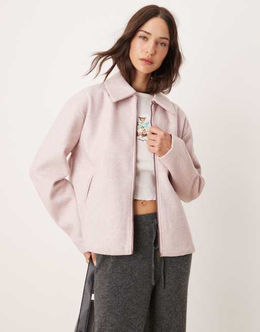 JDY side pocket short jacket in light pink