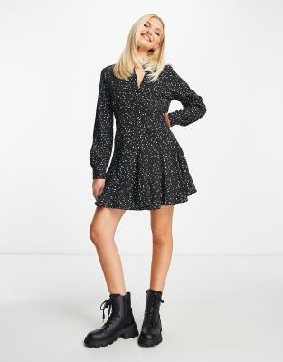 JDY sindell shirt dress in black dots