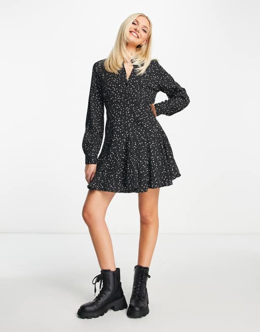 JDY sindell shirt dress in black dots | ASOS