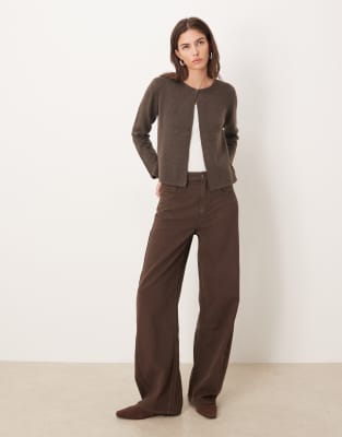 Jdy Single Button Cardigan In Brown