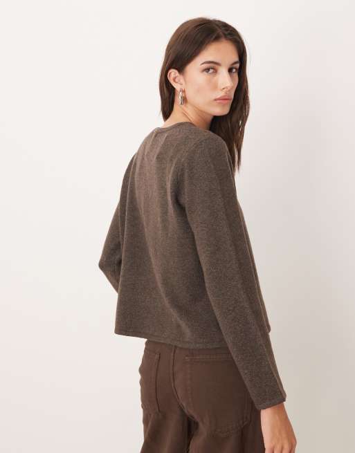 JDY single button cardigan in brown, 4 of 4