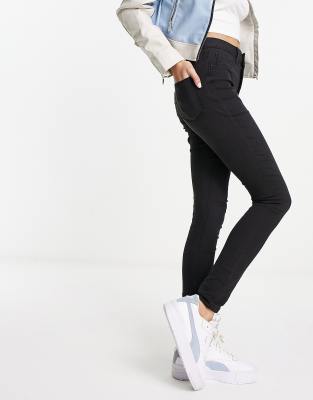 JDY - Skinny-Jeans in verwaschenem Schwarz mit hohem Bund-Grau