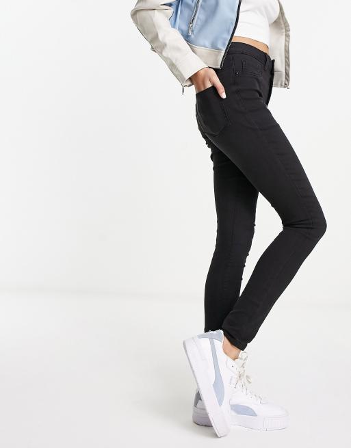 JDY - Skinny jeans met hoge taille in zwart met wassing