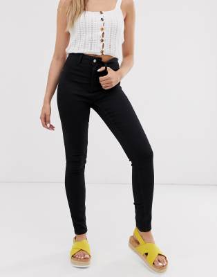 Jdy Jona High Waisted Skinny Jeans In Black