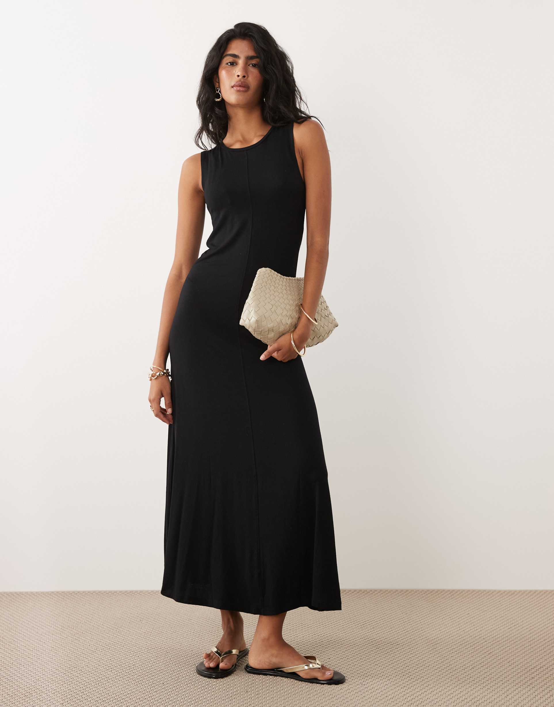 jdy sleeveless maxi dress in black