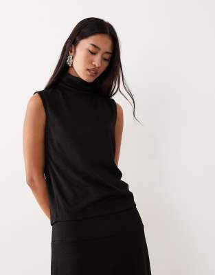 Jdy Sleeveless Roll Neck Top Co-ord In Black