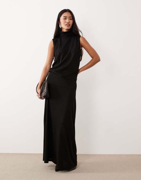 JDY sleeveless roll neck top & maxi skirt co-ord in black - view 1