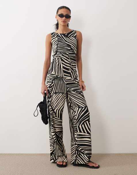 JDY sleeveless top and trouser co-ord in black abstract print - view 1