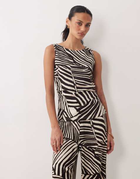 JDY sleeveless top in brown abstract print - part of a set - view 1