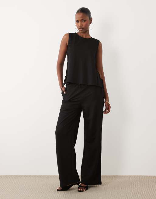 JDY sleeveless top with tie sides in black co-ord, 4 of 4