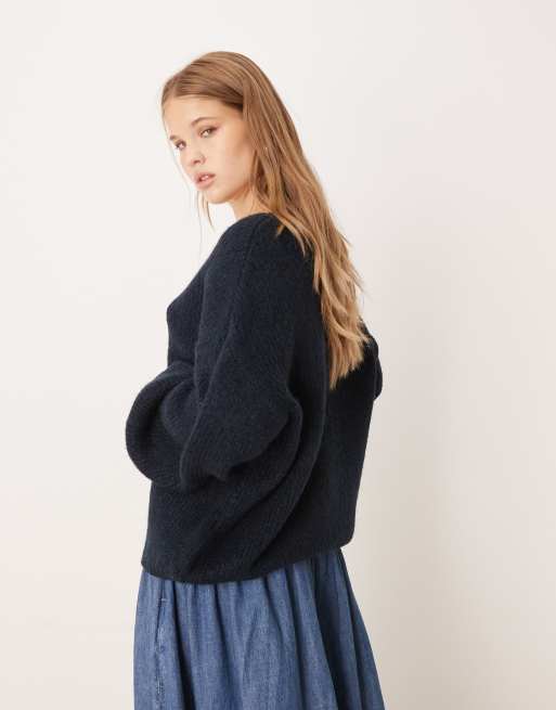 JDY slouchy oversized jumper in navy