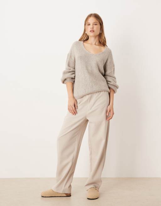 JDY slouchy oversized jumper in stone grey