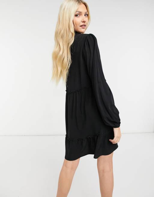 JDY smock mini dress in black