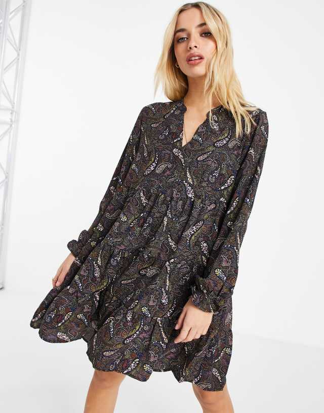 JDY smock mini dress in paisley print