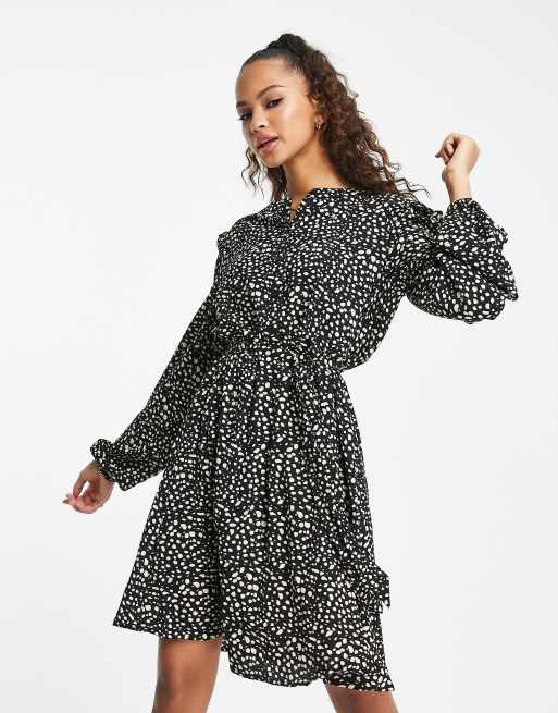 JDY sofia frill shirt dress in black