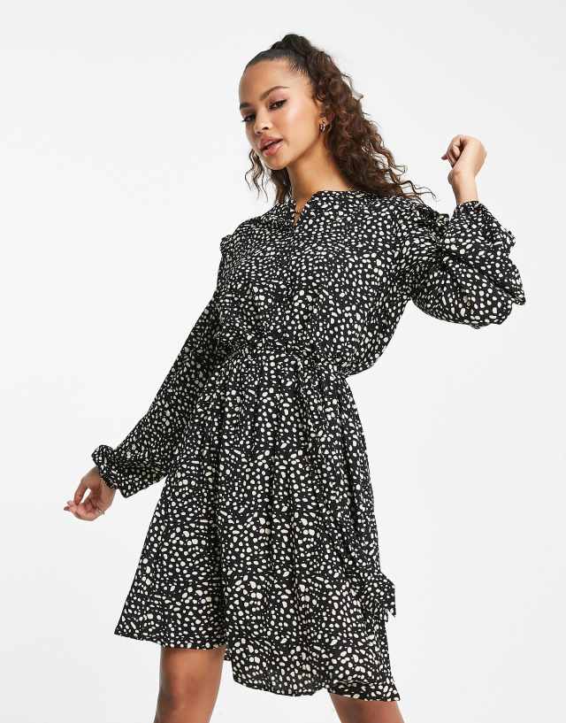 JDY sofia frill shirt dress in black