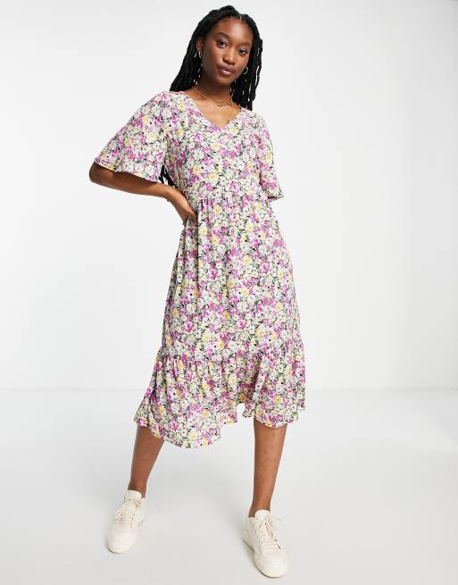 Flower print cheap midi dress