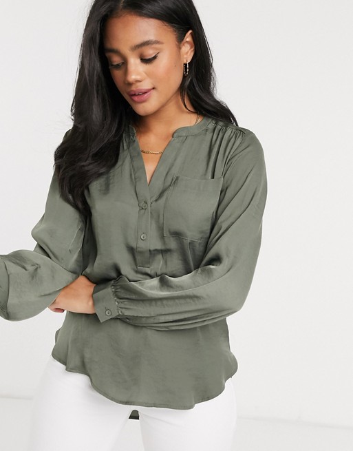 JDY sophie long sleeve relaxed shirt in green