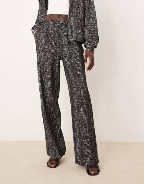 JDY - Sorte bukser med vide ben og tern - Del af sæt - view 1