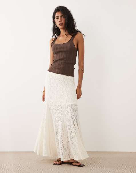 JDY – Spitzen-Maxirock in Creme - view 1