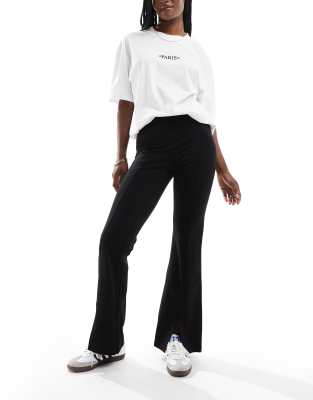 Vila flared ribbed pants in black