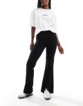 JDY split hem flared pants in black