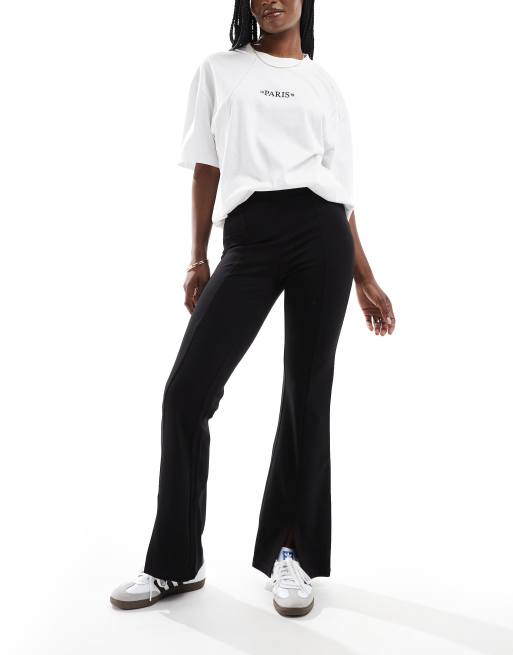 Split hem hot sale black pants