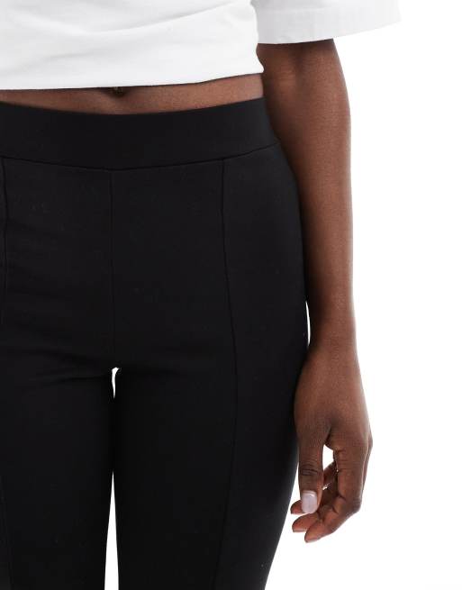 Black Knitted Split Hem Flare Pants