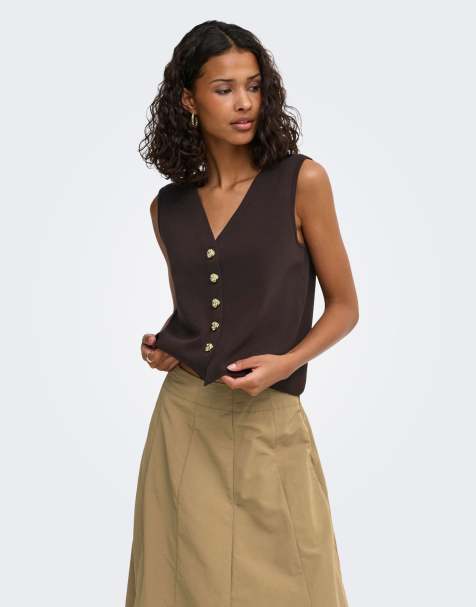JDY stickad väst i chocolate torte - view 1