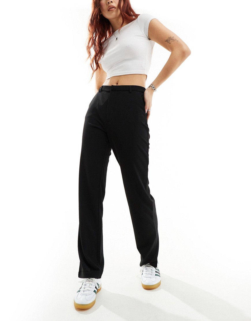 JDY straight leg casual trousers in black