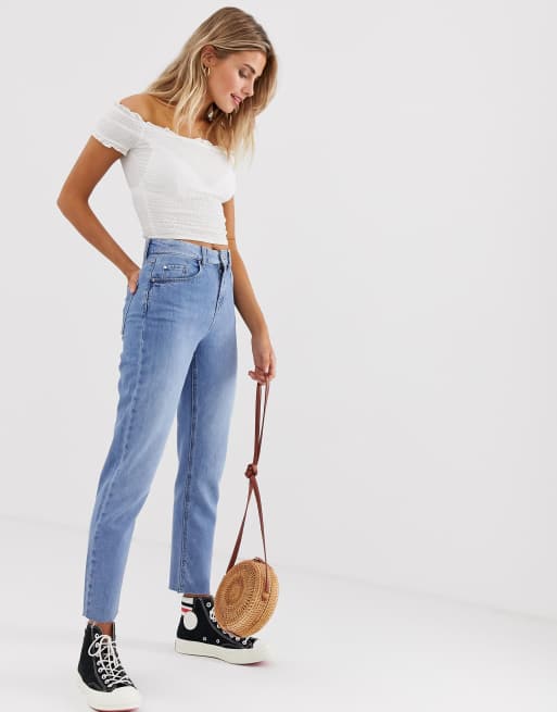 frayed straight leg jeans