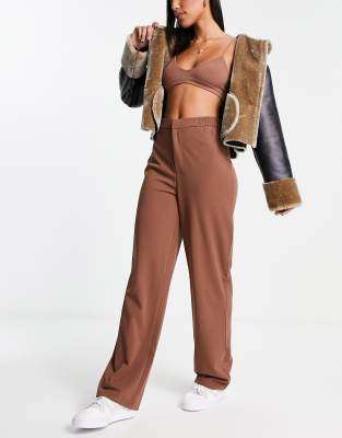 straight leg pants in light brown-Neutral