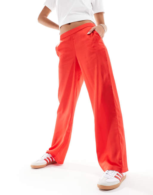 JDY straight leg pants in red
