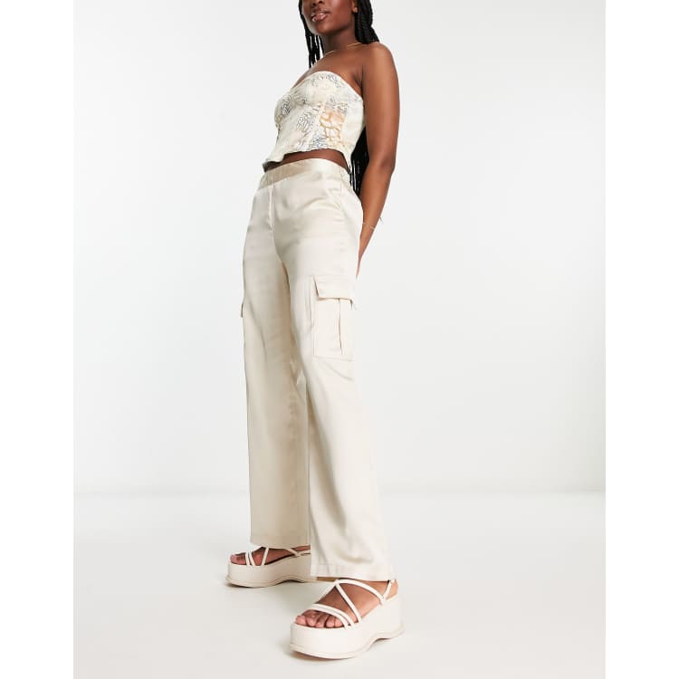 Satin Cargo Pants - Cream - Ladies