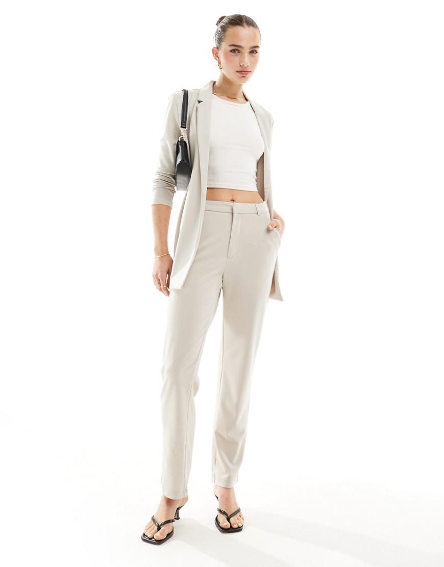 JDY straight leg trousers in stone-Neutral